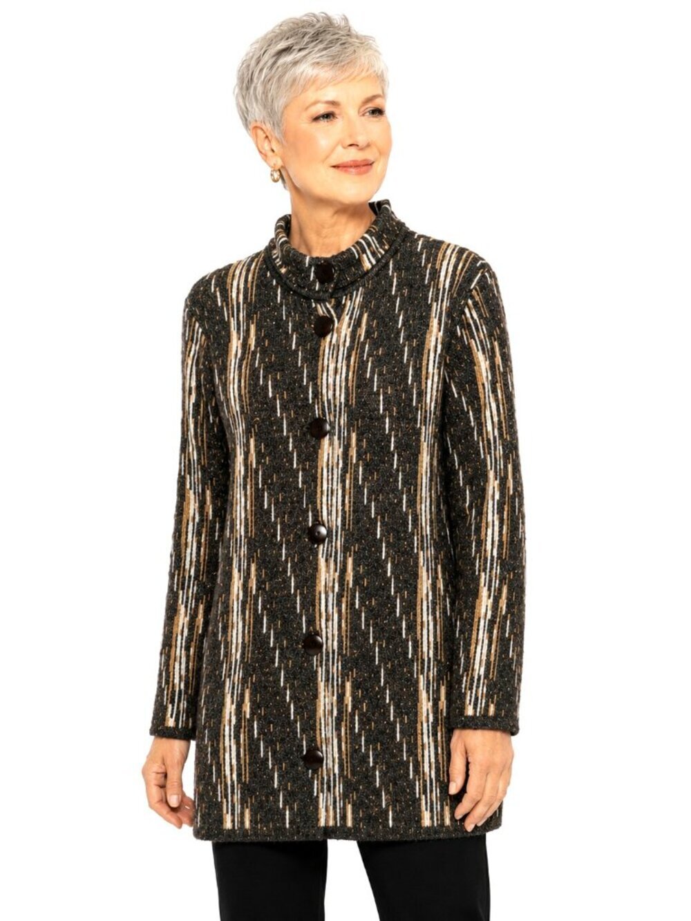 Vintage Henry's Grey Tan White Metallic Cardigan